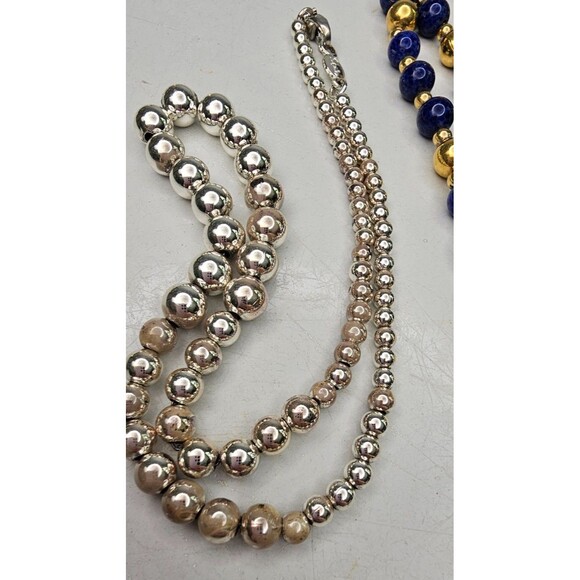 Lot Of 2 Napier Beaded Necklaces Blue, Gold Tone, Silver Tone - Picture 2 of 6